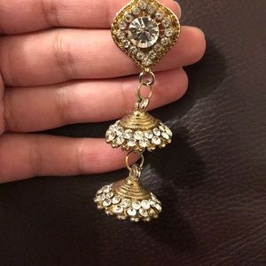 Long Indian antique style gold earrings nwot